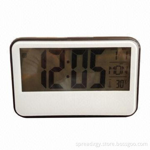 Digital Clock, Sound Control Function, Big Digit Display Calendar, Time and Temperature, New Design